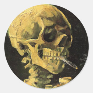 Schedel met brandende sigaret van Vincent van Gogh Ronde Sticker
