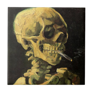 Schedel met brandende sigaret van Vincent van Gogh Tegeltje