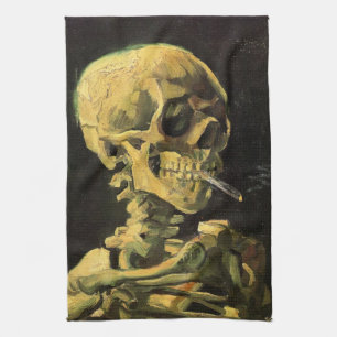Schedel met brandende sigaret van Vincent van Gogh Theedoek