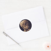 Schedel met brandende sigaret - Vincent Van Gogh Ronde Sticker (Envelop)