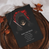 Schedel met capuchon donker humeurig gothic hallow save the date