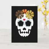 Schedel met de Bloemen van Hued van de Herfst Kaart (Gele Bloem)