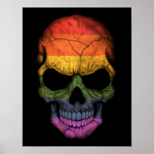  schedel met de vlag van Gay Pride Rainbow Poster