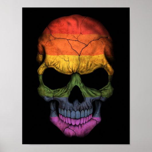  schedel met de vlag van Gay Pride Rainbow Poster (Voorkant)