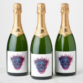 Schedel met doornenkroon sparkling wijnetiket (Flessen)