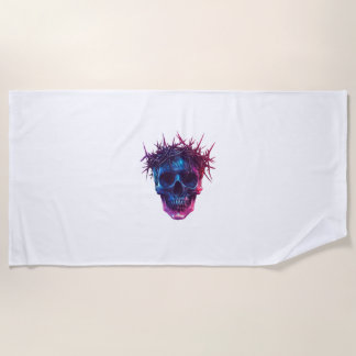 Schedel met doornenkroon strandlaken