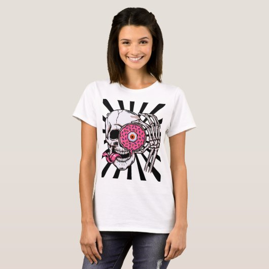 Schedel met een donut oog t-shirt (Voorkant volledig)