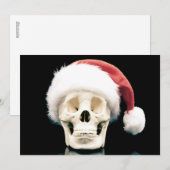 Schedel met een kerstmuts feestdagenkaart (Voorkant / Achterkant)