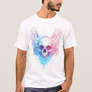 Schedel met engelenvleugels t-shirt