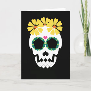 Schedel met gele bloemen Wenskaart Kaart