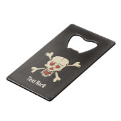 Schedel met harten creditkaart flessenopener (Achterkant Gekanteld)