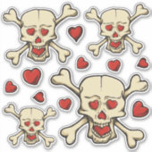 Schedel met Hartjes Icon Set Stickers (Voorkant)