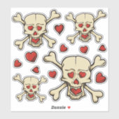 Schedel met Hartjes Icon Set Stickers (Vel)