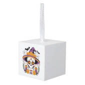 Schedel met heks hoed Halloween Vector Decoratie (Achter hoekig)
