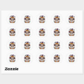 Schedel met Heksenhoed Halloween Vector Ronde Sticker (Vel)