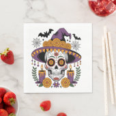 Schedel met Heksenhoed Halloween Vector Servet (Insitu)
