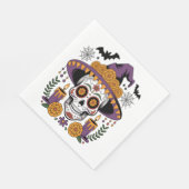 Schedel met Heksenhoed Halloween Vector Servet (Hoek)