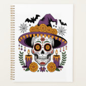 Schedel met heksenhut Halloween Vector Planner (Voorkant)