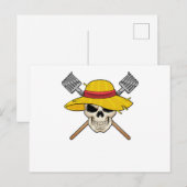 Schedel met hoed als boer met hark briefkaart (Voorkant / Achterkant)