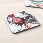 Schedel met hoofdtelefoon ontwerp bier onderzetter (Linkerzijde)