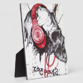 Schedel met hoofdtelefoon ontwerp fotoplaat (Zijkant)