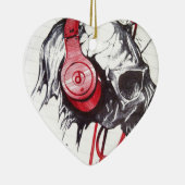 Schedel met hoofdtelefoon ontwerp keramisch ornament (Rechts)