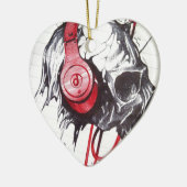 Schedel met hoofdtelefoon ontwerp keramisch ornament (Links)