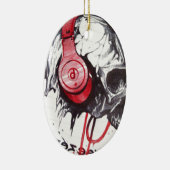 Schedel met hoofdtelefoon ontwerp keramisch ornament (Rechts)