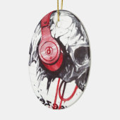 Schedel met hoofdtelefoon ontwerp keramisch ornament (Links)