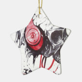 Schedel met hoofdtelefoon ontwerp keramisch ornament (Links)