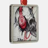 Schedel met hoofdtelefoon ontwerp metalen ornament (Rechts)
