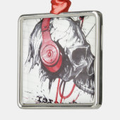 Schedel met hoofdtelefoon ontwerp metalen ornament (Links)