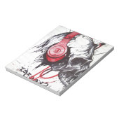 Schedel met hoofdtelefoon ontwerp notitieblok (Linkerzijde)