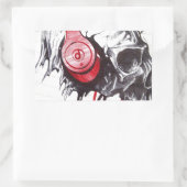 Schedel met hoofdtelefoon ontwerp rechthoekige sticker (Tas)