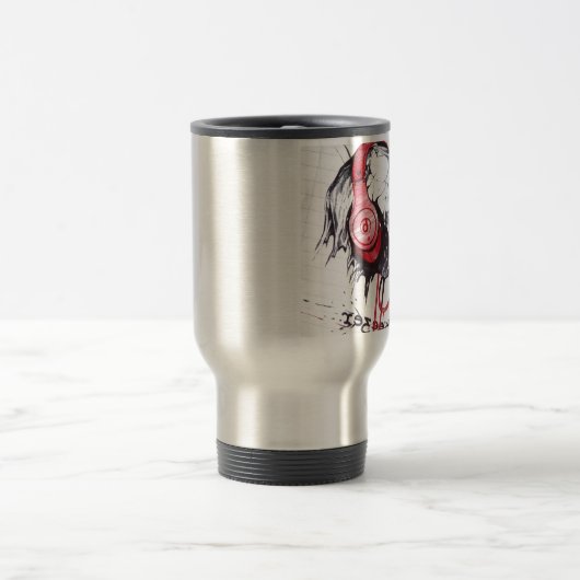Schedel met hoofdtelefoon ontwerp reisbeker (Center)