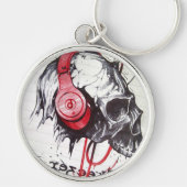 Schedel met hoofdtelefoon ontwerp sleutelhanger (Voorkant)