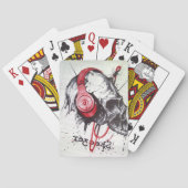Schedel met hoofdtelefoon ontwerp speelkaarten (Achterkant)