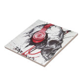 Schedel met hoofdtelefoon ontwerp tegeltje (Zijkant)