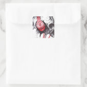 Schedel met hoofdtelefoon ontwerp vierkante sticker (Tas)