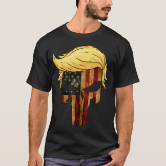 Schedel met iconische Trump Hair President Vlag T-shirt