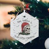 Schedel met kerstmuts Kerstboomornament Glas Ornament
