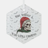 Schedel met kerstmuts Kerstboomornament Glas Ornament (Voorkant)