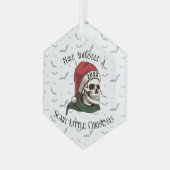 Schedel met kerstmuts Kerstboomornament Glas Ornament (Voorkant links)