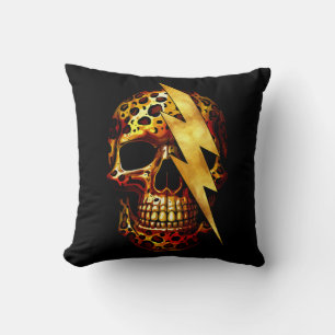 Schedel met luipaardprint & gouden glitters kussen