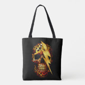 Schedel met luipaardprint & gouden glitters tote bag (Achterkant)