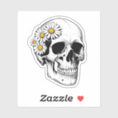Schedel met madeliefjes sticker (Vel)