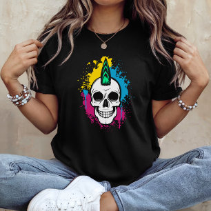 Schedel met Mohawk in stads graffiti-stijl T-shirt