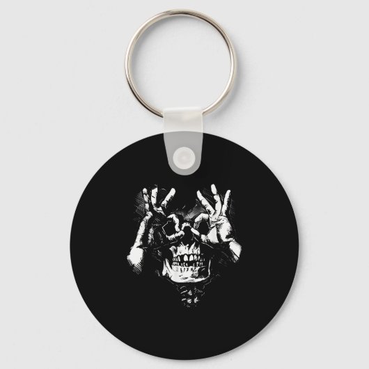 Schedel met OK Patroon Graphic Sleutelhanger (Voorkant)