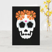 schedel met Oranje bloemen Kaart (Gele Bloem)