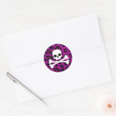 Schedel met Paarse luipaardprint Ronde Sticker (Envelop)
